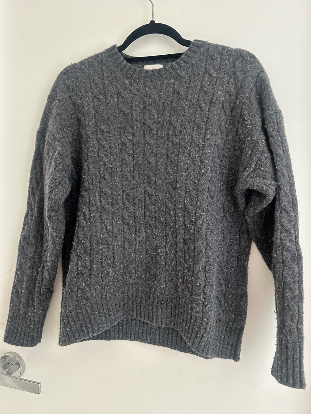 Sunday Best Charcoal Cable-Knit Crewneck Sweater